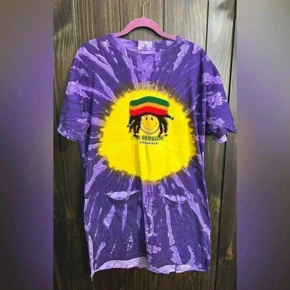Tie Dye ‘Jamaica’ Oversized Tee/ Swim Cover Up/ Night Shirt. Size: XL - Picture 4 of 13